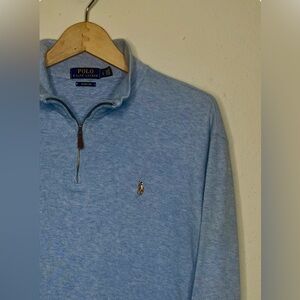 Ralph Lauren Estate-Rib Quarter-Zip Pullover Blue